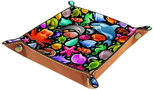 אייסו צבעוני ים דגי עור חדרן מגש ארגונית עבור ארנקים, שעונים, מפתחות, מטבעות, טלפונים סלולריים וציוד