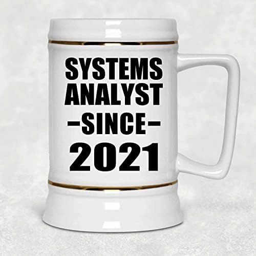 Designsify Systems Analyst מאז 2021, 22oz Beer Stein Ceramic Tallard ספל עם ידית למקפיא, מתנות ליום הולדת