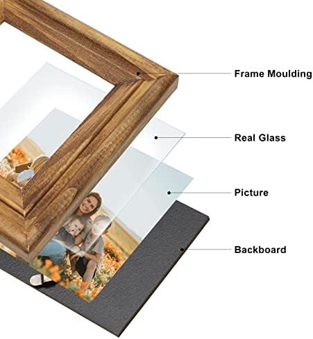 מסגרות תמונה אנכיות ואופקיות 5x7 מסגרות תמונה כפול צירים מסגרות צילום מתקפלות עם זכוכית אמיתית קדמית מתאימה