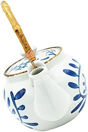 קומקום קומקום קרמיקה של jojofuny רטרו עם ידית עץ Kungfu קומקום יפני בסגנון סיני סיר קפה רותח למשרד ביתי