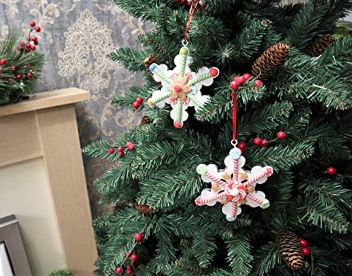 עץ חג המולד של שצ'י תלוי פתיתי שלג מעוטרים בממתק Lollypop עץ חג המולד קיר קיר בית קישוטים קישודים