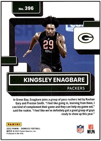 Kingsley Enagbare RC 2022 Donruss Degated Rookies Press Pressium Premium 396 ננומטר+ -MT+ NFL