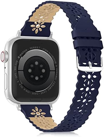 להקת עור תחרה תואמת עם Apple Watch 38 ממ 40 ממ 41 ממ 42 ממ 44 ממ 45 ממ 49 ממ נשים, רצועות iwatch