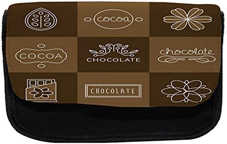 מארז עיפרון שוקולד אמבסון, שוקולד קקאו, שקית עיפרון עט בד עם רוכסן כפול, 8.5 x 5.5, שוקולד קקאו ולבן