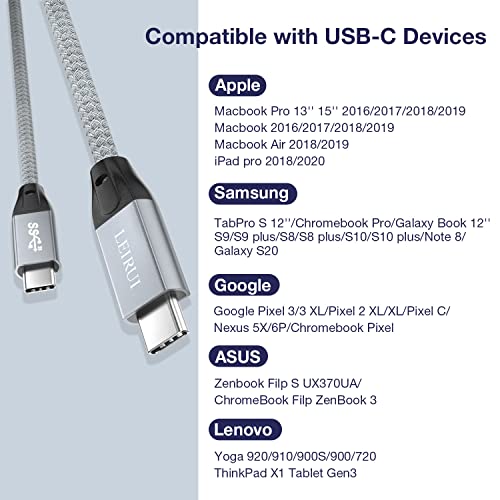 כבל USB C ל- USB C 3.3ft USB 3.2 100W/5A טעינה מהירה מסוג USB סוג C חוט מטען לסמסונג גלקסי