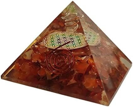 Sharvgun Pyramid Pyramid Carnelian Gemstone פרח החיים של אורגון פירמידה הגנה על אנרגיה שלילית 65-70