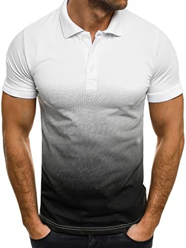גברים של שרוול קצר צבע בלוק חולצה שיפוע מודפס קצר שרוול גולף חולצות לגברים קיץ מקרית טי חולצות