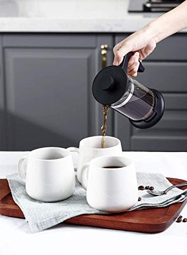 כוסות אספרסו של Teocera עם צלוחיות ומעמד מתכת, 2.5 אונקיה לקפה ותה, סט של 6 + ספלי קפה סט של קרמיקה