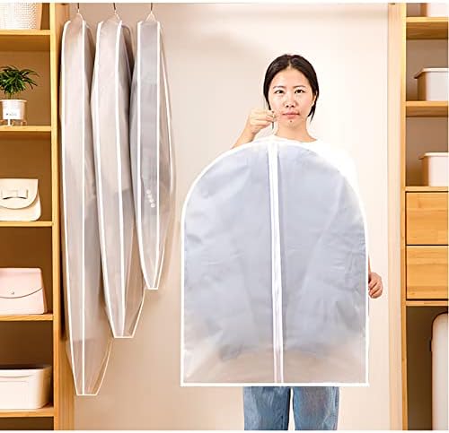 תליית בגד חליפת תיק סט של 4 שקוף פלסטיק מכסה נגד אבק עמיד למים בגדי כיסוי מגיני עם רוכסן ברור שמלת