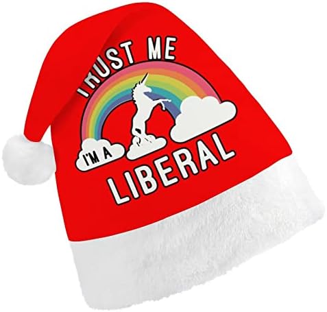 תאמין לי אני ליברלי יוניקרון מצחיק חג המולד כובע סנטה קלאוס כובעי קצר קטיפה עם לבן חפתים עבור חג המולד