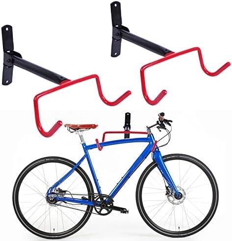 2 יחידות אופני קיר הר קולב אופני מקורה אחסון מתלה, מתקפל אופניים וו עבור מוסך אופניים קיר מחזיק