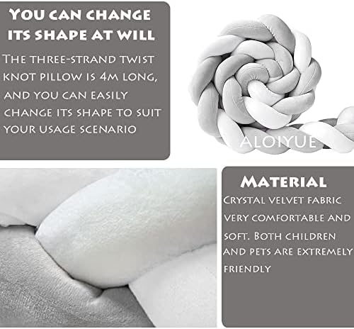 Aloiyue Premium Decortative כרית קשורה עיצוב כרית רכה לחדר שינה, לבן אפור, 157.48 אינץ '