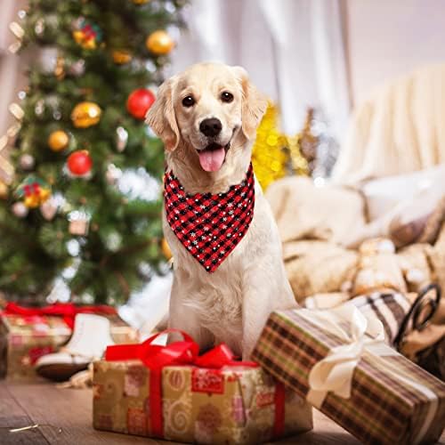 MALIER 2 חבילה כלב בנדנה חג המולד קלאסי משובץ משובץ פתית שלג שלג חיות מחמד משולש משולש קרכיאפ סט אביזרים