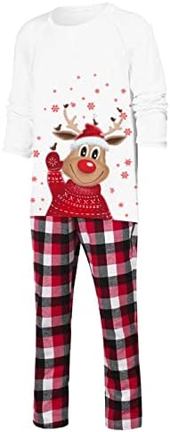 מכנסי פיג'מה משפחתית של דיאגו סטים תואמים, חולצת טשיר שרוול ארוך חג המולד ומכנסיים חג מצחיק כותונת לילה PJ