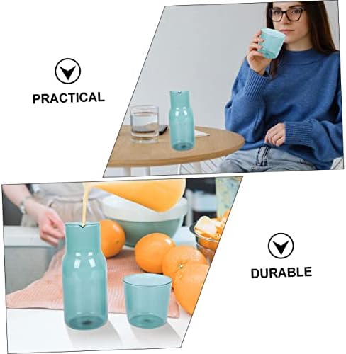 Upkoch כוס מים צלול כוס מיכל משקאות למכולות עם מכסים עם מכסה עם קפיצות ליד מיטת הכוס עם כוסות