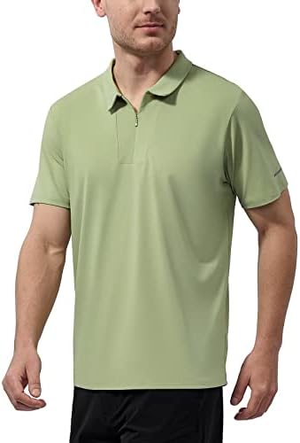 חולצות פולו רוכסן מרמי לגברים - חולצות פולו גולף רכות קלות שרוול קצר