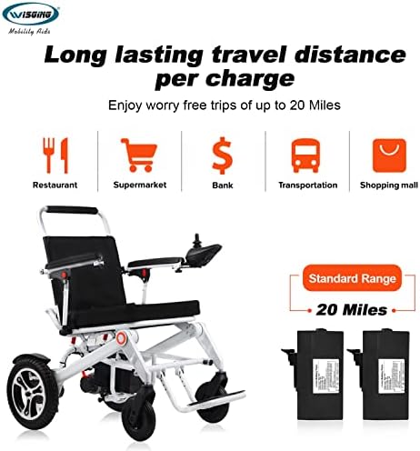 כיסא גלגלים חשמלי מתקפל-סופר אולטרה קל משקל מתקפל כוח ניידות סיוע כיסא גלגלים ממונע לנסיעות, בית,