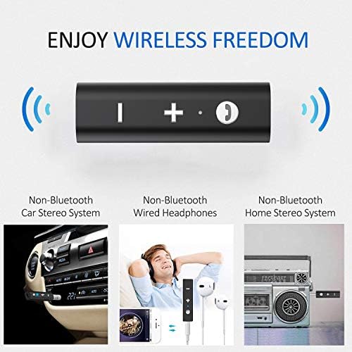 מקלט Bluetooth אלחוטי מיני, Bluetooth 5.0 מתאם רכב ומקלט AUX של Bluetooth עם קליפים עיצוב פלט סטריאו 3.5