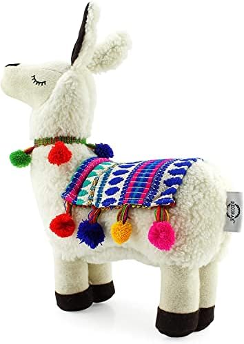 Decorae Plush Llama עם שמיכה ופום-פומס, כרית דקורטיבית בצורת לאמה ממולאת