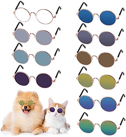 משקפי שמש של חיות מחמד מוליין- חתול UV הגנה על רטרו קלאסי רטרו כלב קטן משקפי שמש בובות משקפי שמש עגולים מסיבת