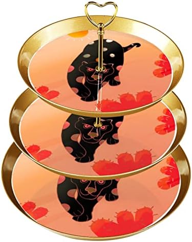 3 קומות עגול עוגת סטנד הגשת מגש עם פשוט עלים זהב אלגנטי דקורטיבי דוכן הקאפקייקס קינוח פירות צלחות לחתונה