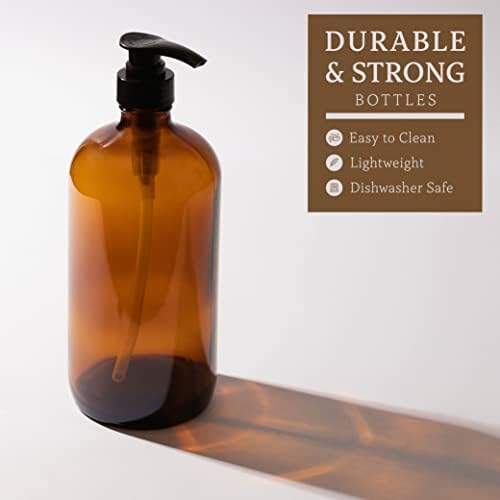 בקבוק מתקן משאבת זכוכית 34 אונקיה, מיכל ענבר גדול עם משאבה למקלחת ואמבטיה שמפו קרם מרכך סבון-1 ליטר - על ידי