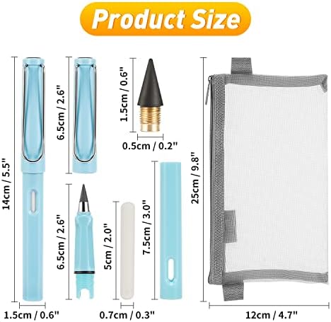 וולדי 10 יחידות ללא דיו עפרונות נצחי עיפרון עם קלמר, נצחי עיפרון עם 10 יחידות החלפת שפיץ, אינסופי
