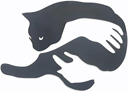 Jushumaoyi קיר קיר קיר; עיצוב קיר חתול; אמנות חתול מתכת; עיצוב קיר מודרני; עיצוב קיר מתכת שחורה;