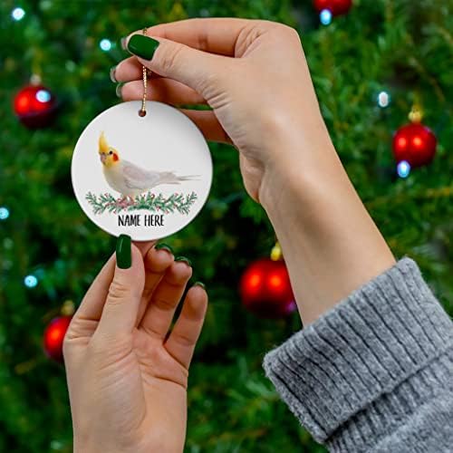 קוקטייל מצחיק קרם צהוב מתנות שם מותאם אישית 2023 קישוטי עץ חג המולד מעגל קרמיקה
