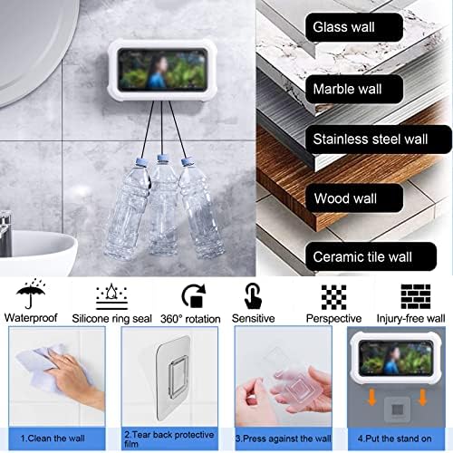 360 סיבוב טלפון מקלחת מקרה קיר הר מסך מגע עבור אמבטיה מראה מדף מטבח אמבטיה תואם עם 4,7 -6,8 טלפונים