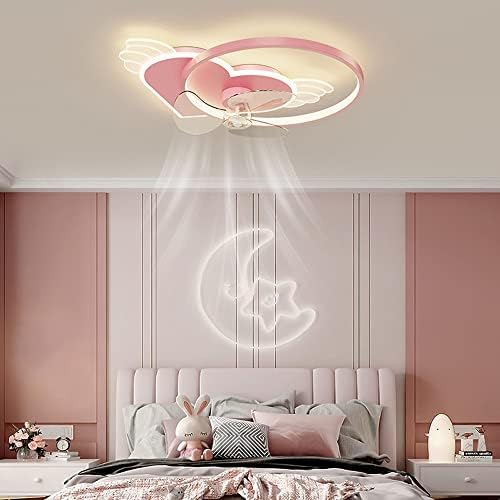 מאוורר תקרה של חדר הנסיכה לילדים של SDUYTEG עם אור תקרה שלט רחוק עם מאוור
