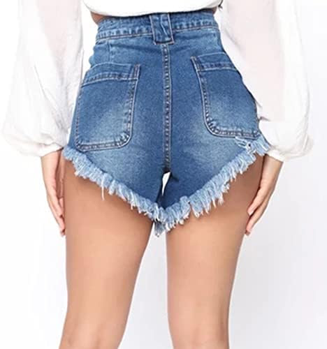ג 'ינס מכנסיים קצרים נשים אופנה גבוהה מותן קיץ דק סדיר פרינג' ג 'ינס מכנסיים קצרים בתוספת גודל ז' אן