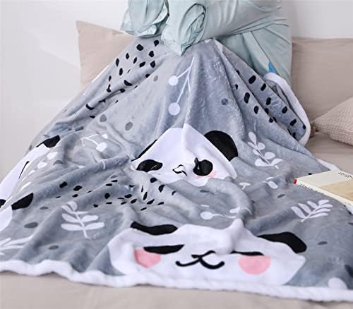 Sviuse panda לזרוק שמיכה פנדות מצוירות דפוס פלנל קל משקל זריקת שמיכה לספה מיטה נסיעות ילדים ילדים