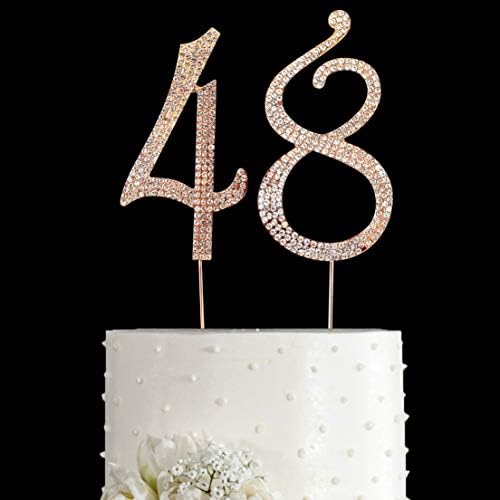 Magjuche Gold 48 טופר עוגת קריסטל, מספר 48 אבני חן 48 טופר עוגת יום הולדת 48, יום הולדת לגברים או נשים או לנשים