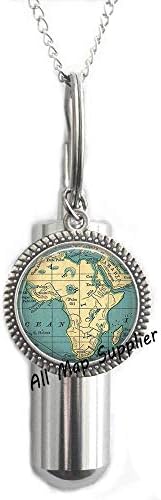 AllMapsupplier Serk Cermation שרשרת כד, אפריקה מפה, URN, אפריקה מפת שרשרת שריפת כד, אפריקה תכשיטים, תכשיטים