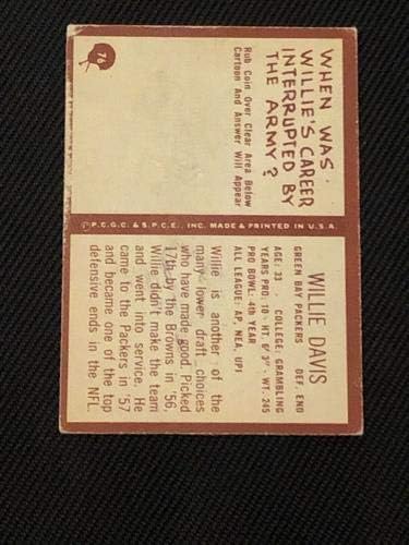 חוף ווילי דייוויס 1967 פילדלפיה חתום על כרטיס חתימה מס '76 Green Bay Packers - כרטיסי כדורגל עם חתימה