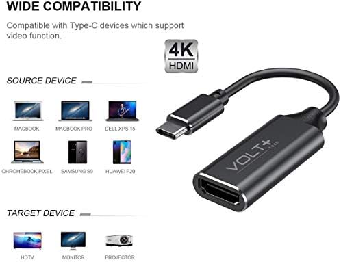 עבודות מאת Volt Plus Tech HDMI 4K USB-C ערכת תואם ל- LG 15Z990-U.AAS5U1 מתאם מקצועי עם פלט דיגיטלי מלא 2160p,