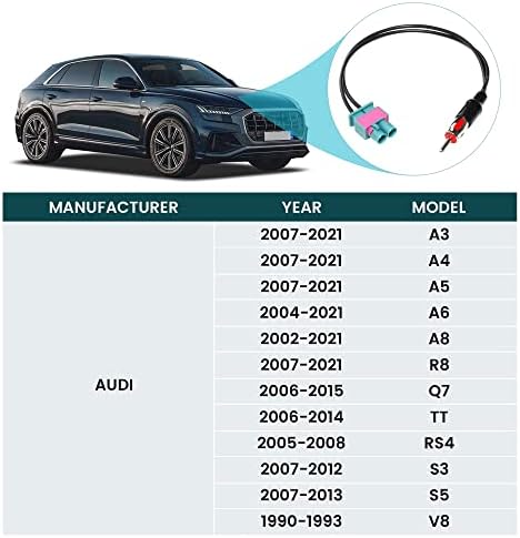 Anina CT27AA51 מתאם אנטנה תואם לתאם 2002-2021 אאודי פולקסווגן פולקסווגן סקודה פקרה כפול זכר