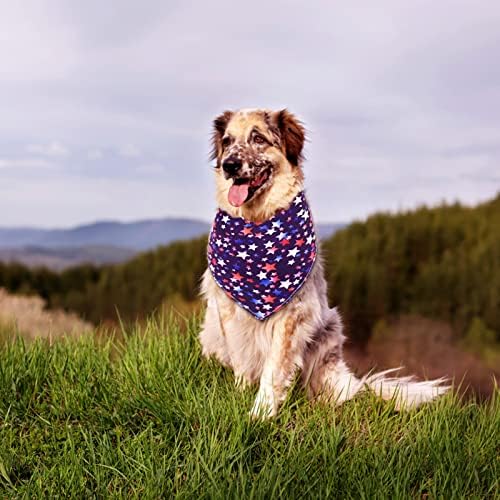 Vefsu דגל אמריקאי כלב בנדנות בנדנות משולש הפיך צעיף ליום העצמאות של 4 ביולי ארהב נקרת חיות מחמד מתאימה לכלבים