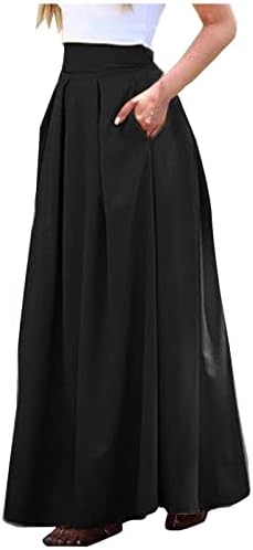 בורניו נשים של קפלים מקסי חצאית אלגנטי גבוהה מותן חצאית מזדמן משרד המפלגה התלקח ארוך אורך חצאיות עם כיסים
