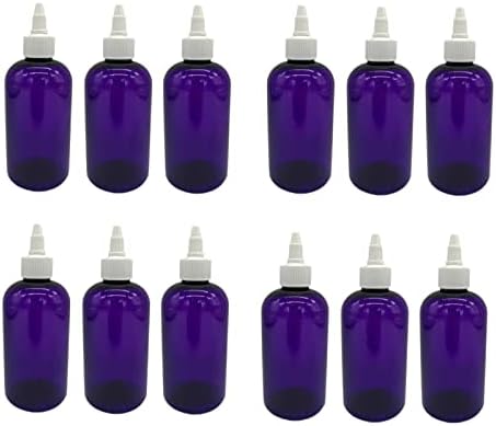 8 גרם בקבוקי פלסטיק סגולים בוסטון -12 חבילה לבקבוק ריק ניתן למילוי מחדש - BPA בחינם - שמנים אתרים - ארומתרפיה