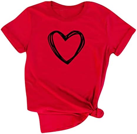 Blusas Manga Corta Con Estampado Corazón Para Mujer 2023 Camisetas Cuello Redondo Camisetas Verano Camiseta