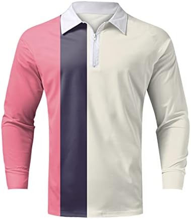 XXBR 2022 חולצות פולו חדשות לגברים, שרוול ארוך 1/4 צוואר גולף צוואר צוואר גולף טלאים טלאים ספורט חולצת