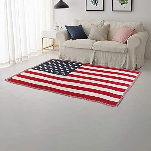 מיינסט דגל אמריקאי זורק שמיכה הפיכה רכה כותנה ארוגה רכה גדילים גדולים גדילים וינטג 'ארהב צבאי ארצות הברית
