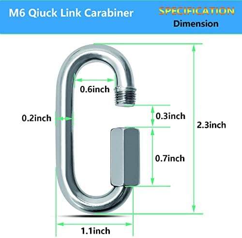 קישורי מחבר שרשרת, קישור שרשרת מהיר קיבולת 620 פאונד, קליפים קרבינר כבדים חוט מגולוון קישור מהיר צורת