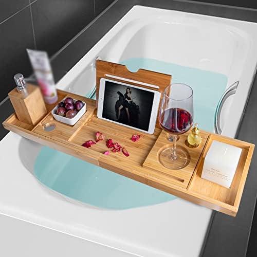 מגש אמבטיה הניתן להרחבה מארגן עץ מארגן אמבטיה ספר אמבט