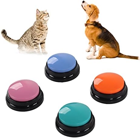 קול מקליט כפתור, 4 יחידות כלב כפתורי תקשורת לחיות מחמד אימון זמזם, 30 שני שיא & מגבר; השמעה, כלב תקשורת כפתורים