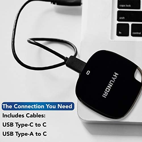 יונדאי 2TB אחסון נתונים נייד אולטרה מהיר חיצוני SSD חצות שחור, PC/Mac/Mobile- USB-C/USB-A,