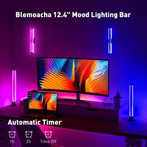 Blemoacha 4 PCS RGB סורגי אור חכמים, נורות LED עם 255 מצבים, סרגל אור בקרה קולית של Bluetooth,