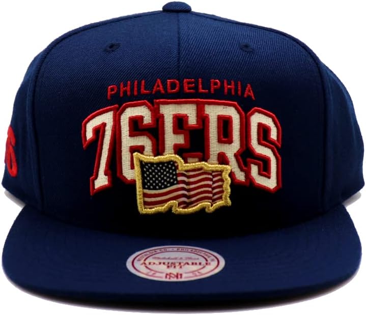מיטשל ונס פילדלפיה 76 ' רס חדש יולי קשת דגל כחול כהה אדום עידן סנאפבק כובע כובע